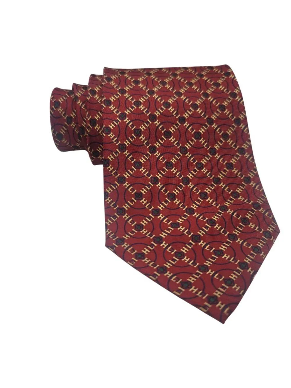 Hartford Life Vinuchi Red Silk Tie With Geometric HLI Pattern